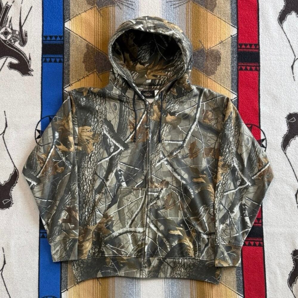 Vintage Redhead Realtree Camo Camouflage Full Zip Hoodie Sweatshirt Size Medium